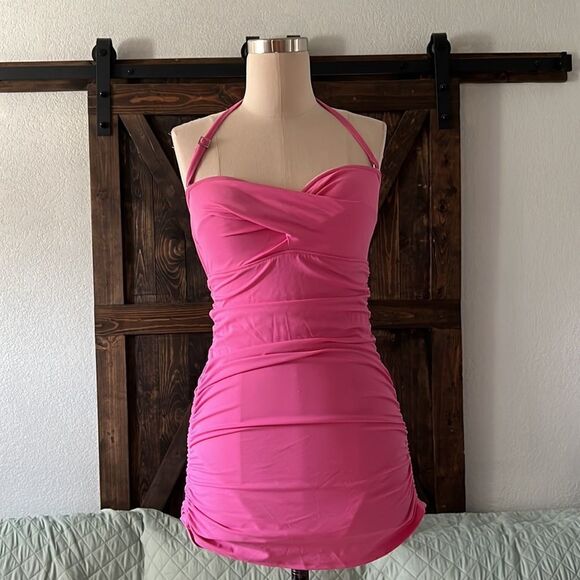 The Collection Pink halter cinched swimsuit dress Sz-8C - Picture 2 of 14